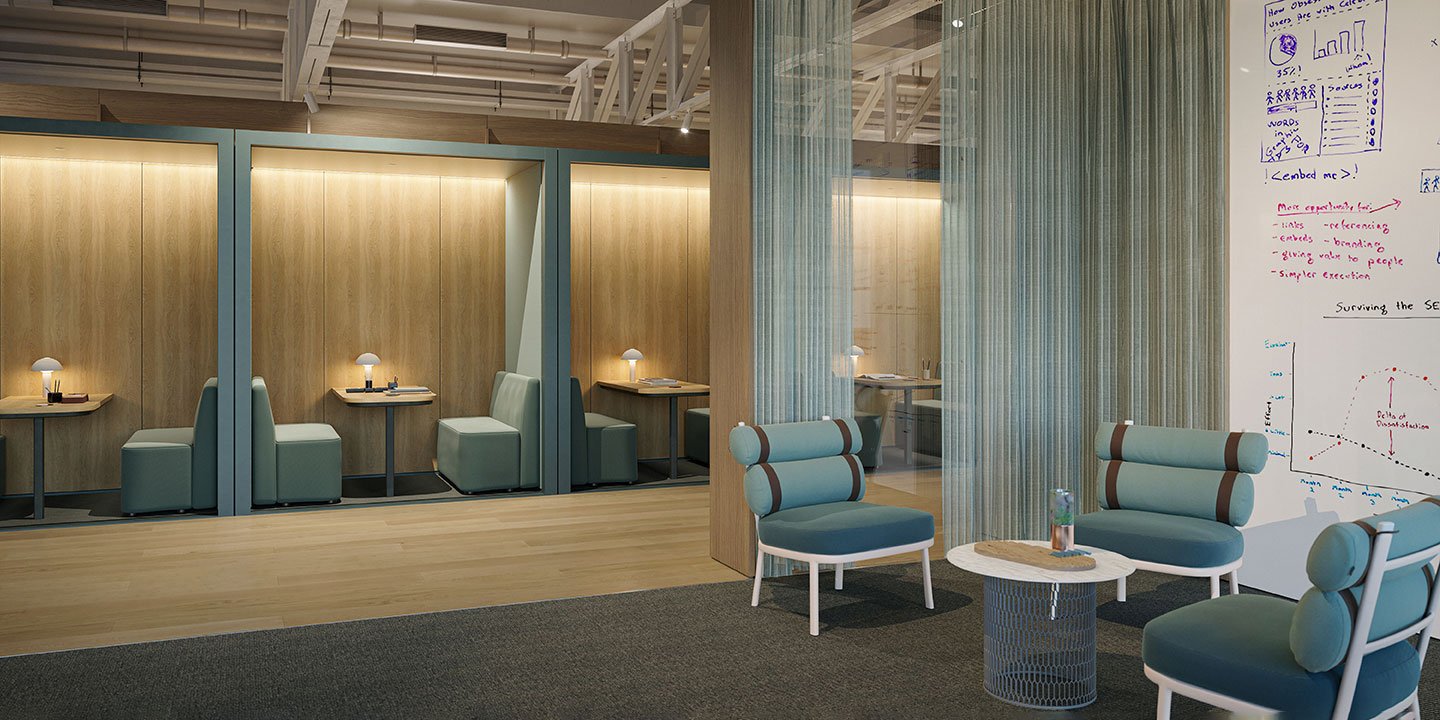 PHONE BOOTH L Office booth with built-in lights By Kettal